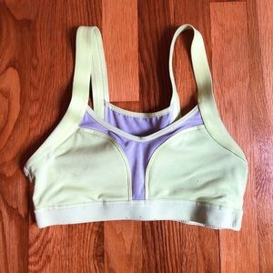 Neon yellow mesh sports bra